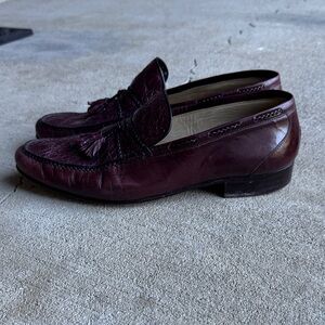 Bruno Magli mens 10.5 M oxblood Crocodile leather loafer dress shoes EUC